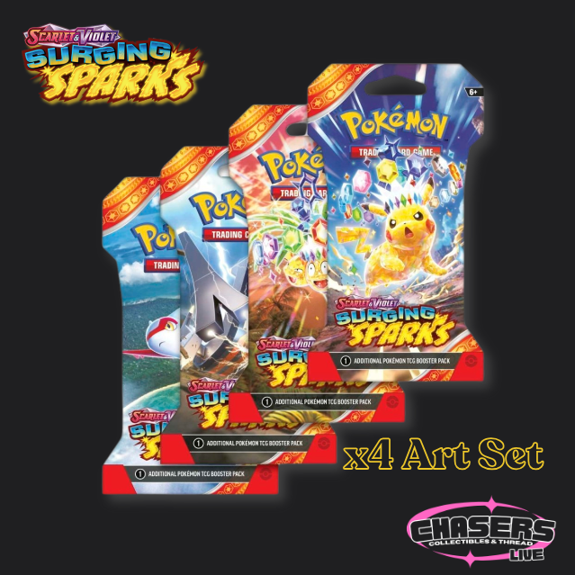 Pokemon Scarlet & Violet- Surging Sparks Sleeved Booster Pack Art Set (Pre-Order)